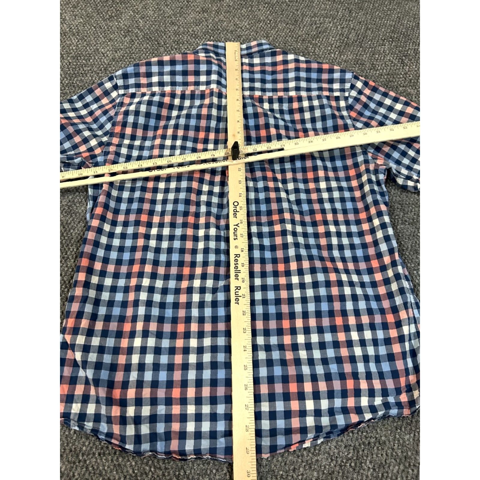 Vintage 7 Diamonds Shirt Mens XL Blue Pink Check Short Sleeve Button Front Cotton Casual Size US XL / EU 56 / 4 - 7 Thumbnail
