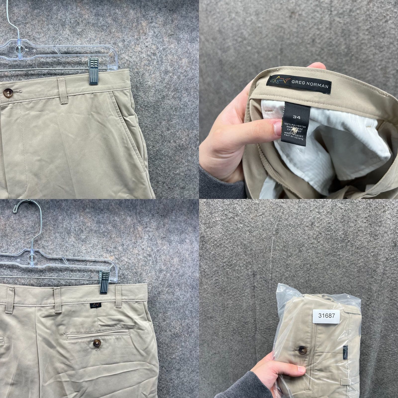Vintage Greg Norman Shorts Mens 34 Black Pleated Stretch Polyester Blend Chino Casual Workwear Golf 10in Inseam Regular Mens Size US 34 / EU 50 - 8 Thumbnail