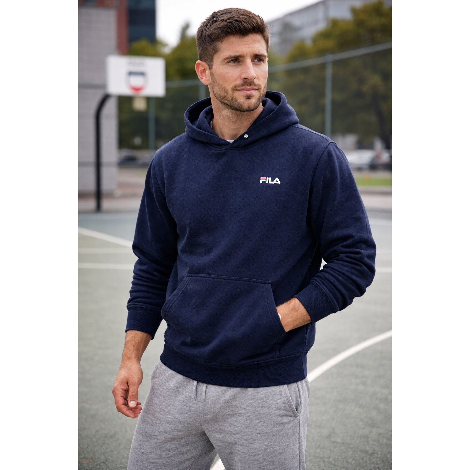 Fila FILA Men’s XL Navy Pullover Hoodie | Classic Logo Sweatshirt Size US XL / EU 56 / 4 - 1 Thumbnail