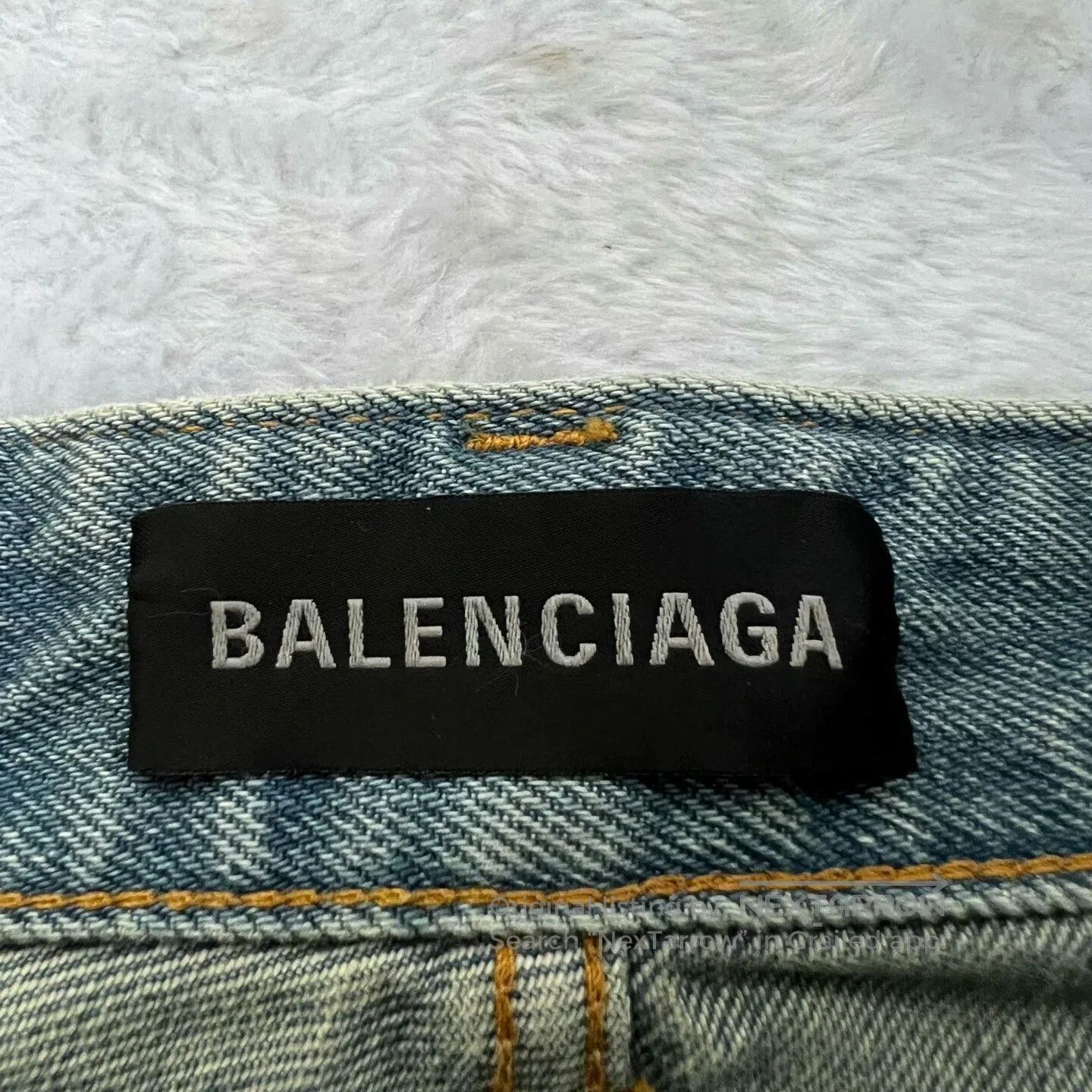 Balenciaga Light Blue Denim Wide-Leg Pants.