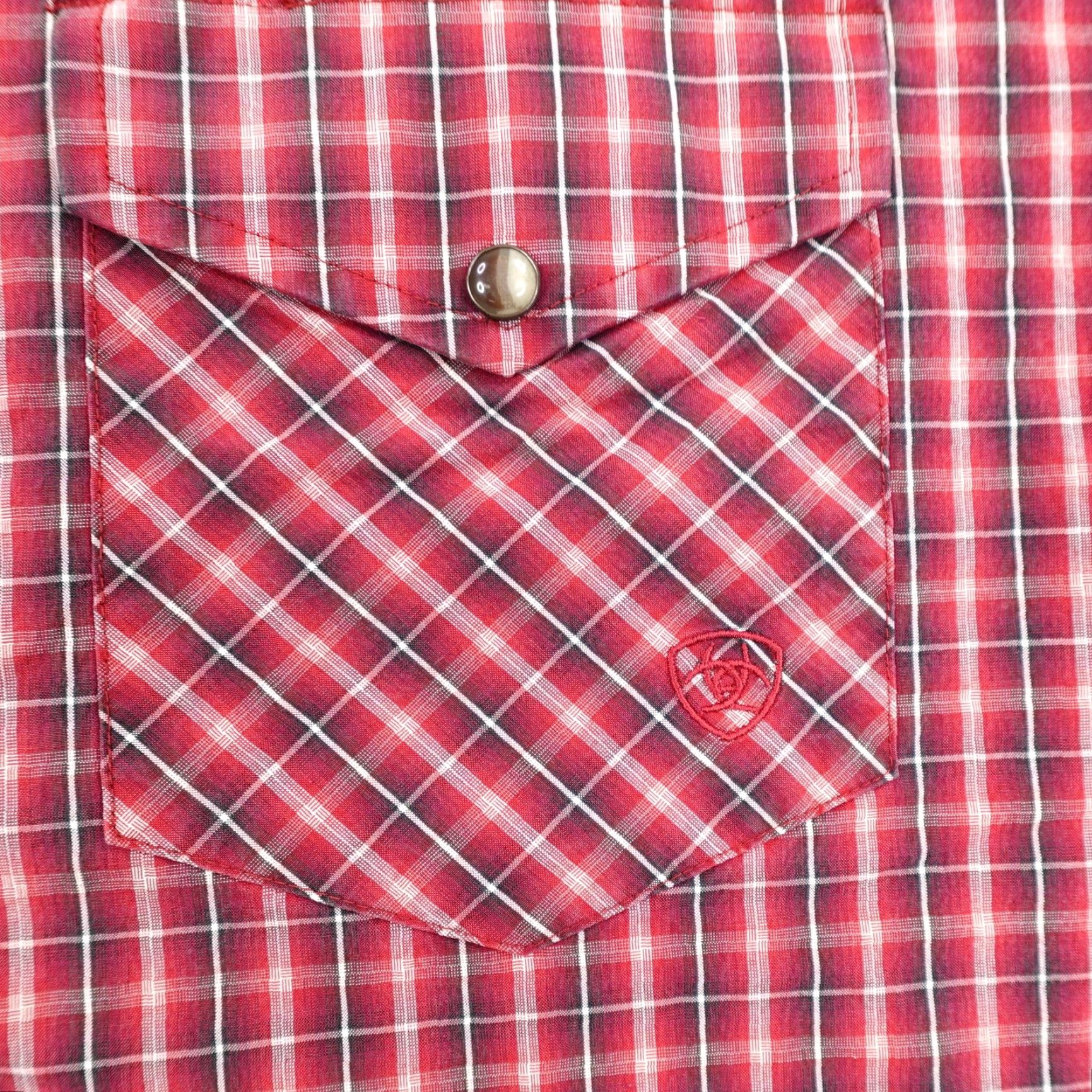 Ariat Ariat Shirt Western Pearl Snap Plaid Pro Series Red White Mens Large Regular Long Sleeve Button-Up Shirt Size US L / EU 52-54 / 3 - 3 Thumbnail