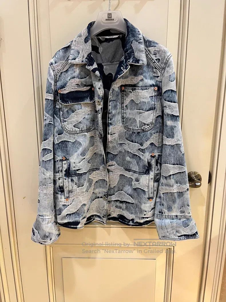 Valentino Valentino Light blue camouflage pattern denim suit Size US 28 / EU 44 - 2 Thumbnail