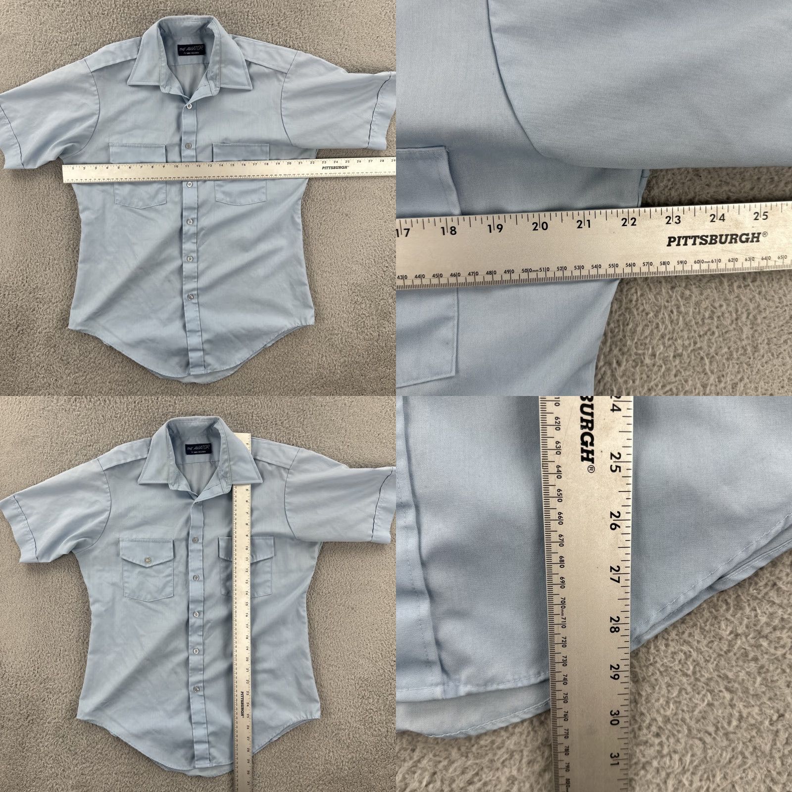 Van Heusen VINTAGE Van Heusen The Aviator Mens Size L Blue Short Sleeve Button Up Shirt 90s Size US L / EU 52-54 / 3 - 8 Thumbnail