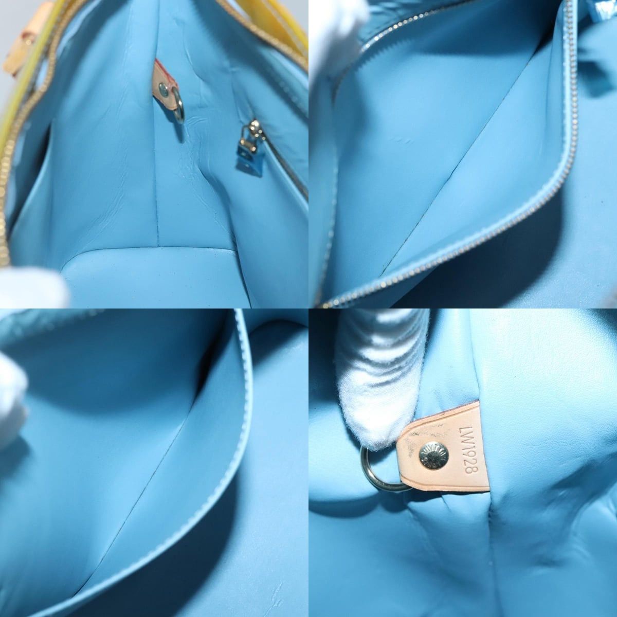 Louis Vuitton LOUIS VUITTON Monogram Vernis Houston Hand Bag Baby Blue Size ONE SIZE - 12 Thumbnail