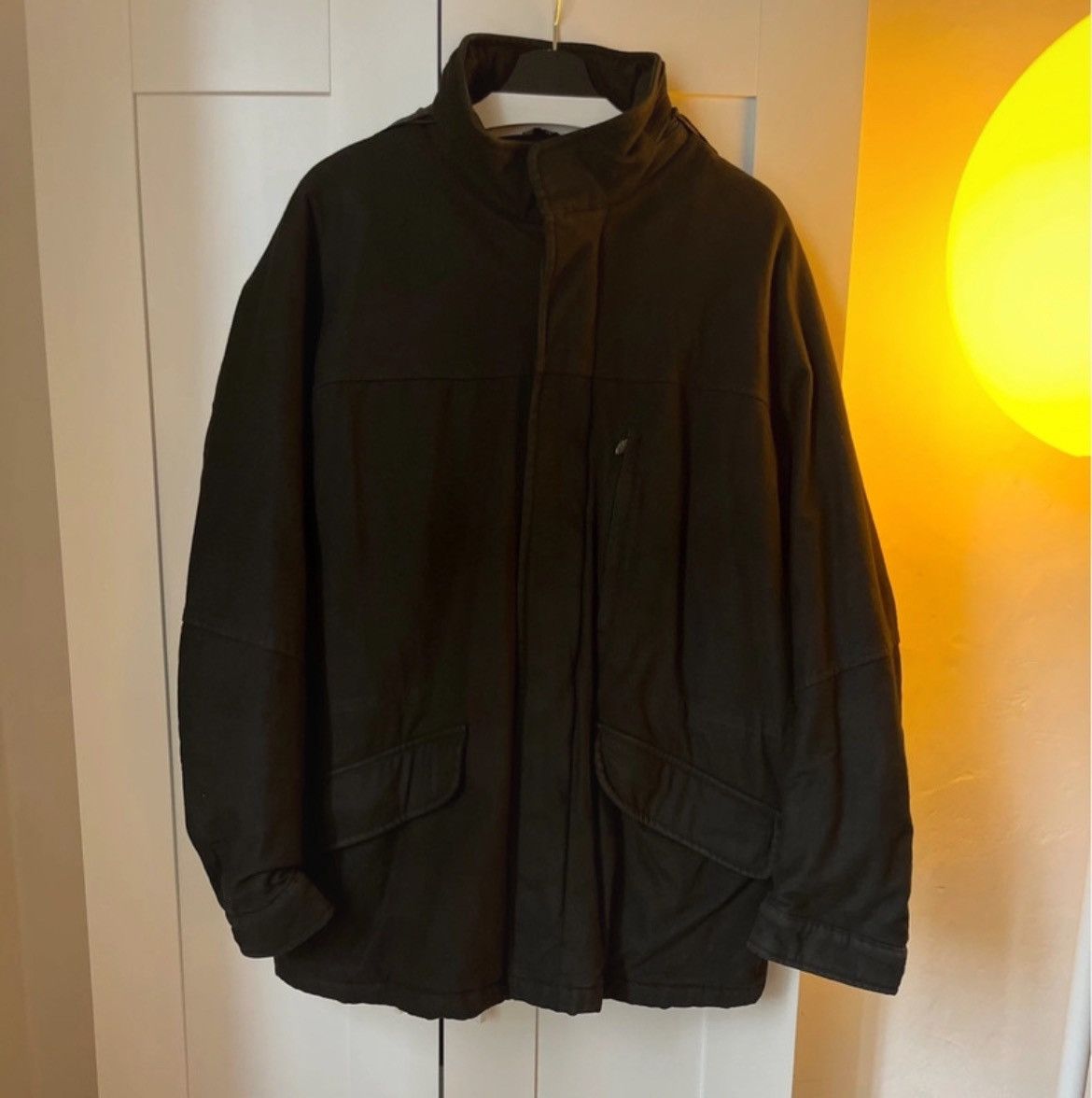 Mandarina Duck black quilted canvas covered placket zip coat - UK size 12