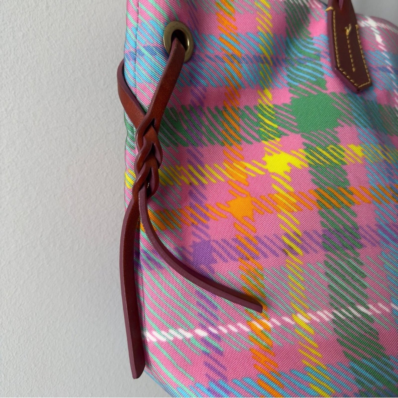 Dooney & Bourke Dooney & Bourke plaid shopper tote colorful braided leather Size ONE SIZE - 9 Thumbnail