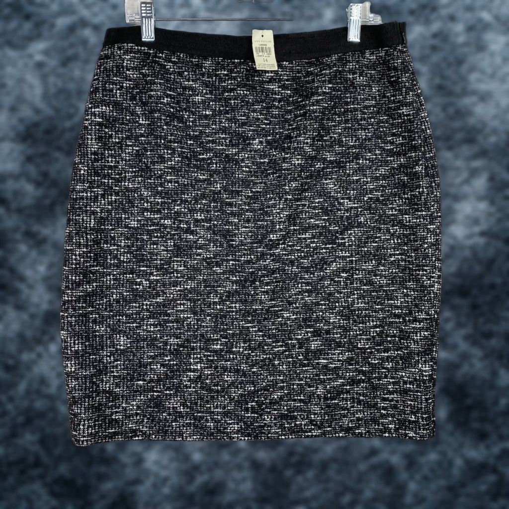 Ann Taylor Ann Taylor Skirt Adult 14 Black Tweed Zip Wool NWT Womens Size 36" / US 14 / IT 50 - 1 Thumbnail