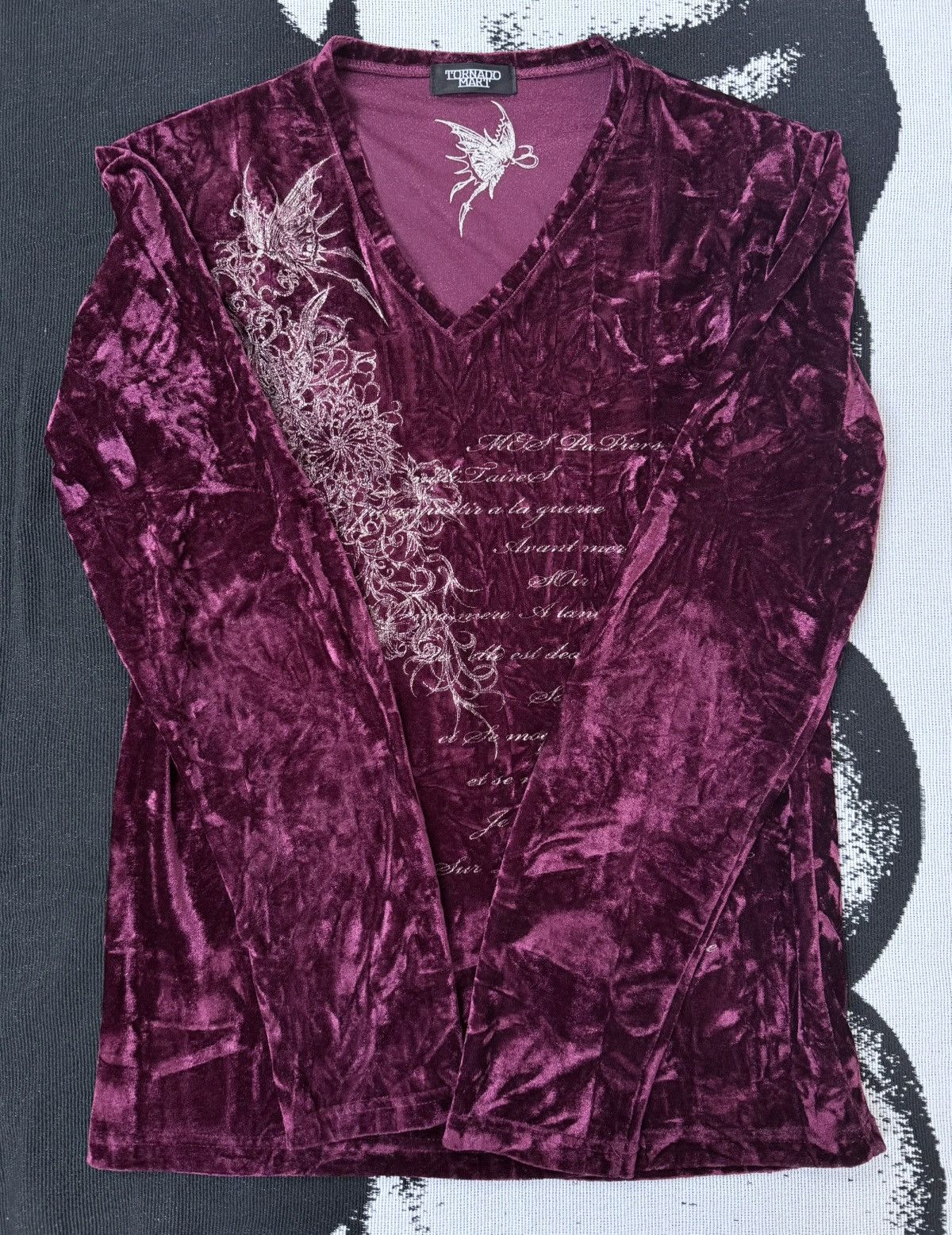 Tornado Mart Tornado Mart Tribal burgundy Velvour Long sleeve V Neck Top Size US M / EU 48-50 / 2 - 3 Thumbnail