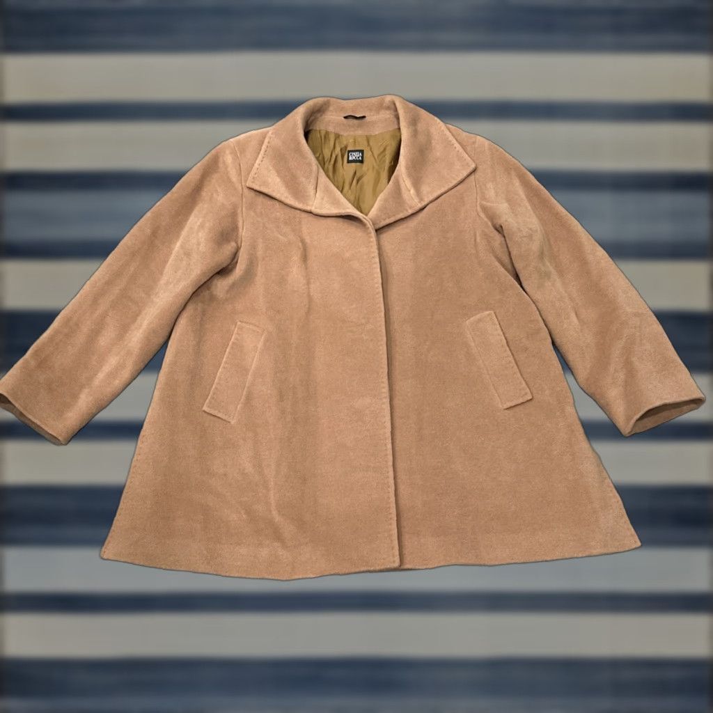 Cinzia Rocca Cinzia Rocca Angora And Wool Camel Coat Jacket/Coat Mid-Length Beige Wool Pockets Button Funnel Neck Women US 12 / GB 16 / IT 48 Size XL / US 12-14 / IT 48-50 - 1 Thumbnail