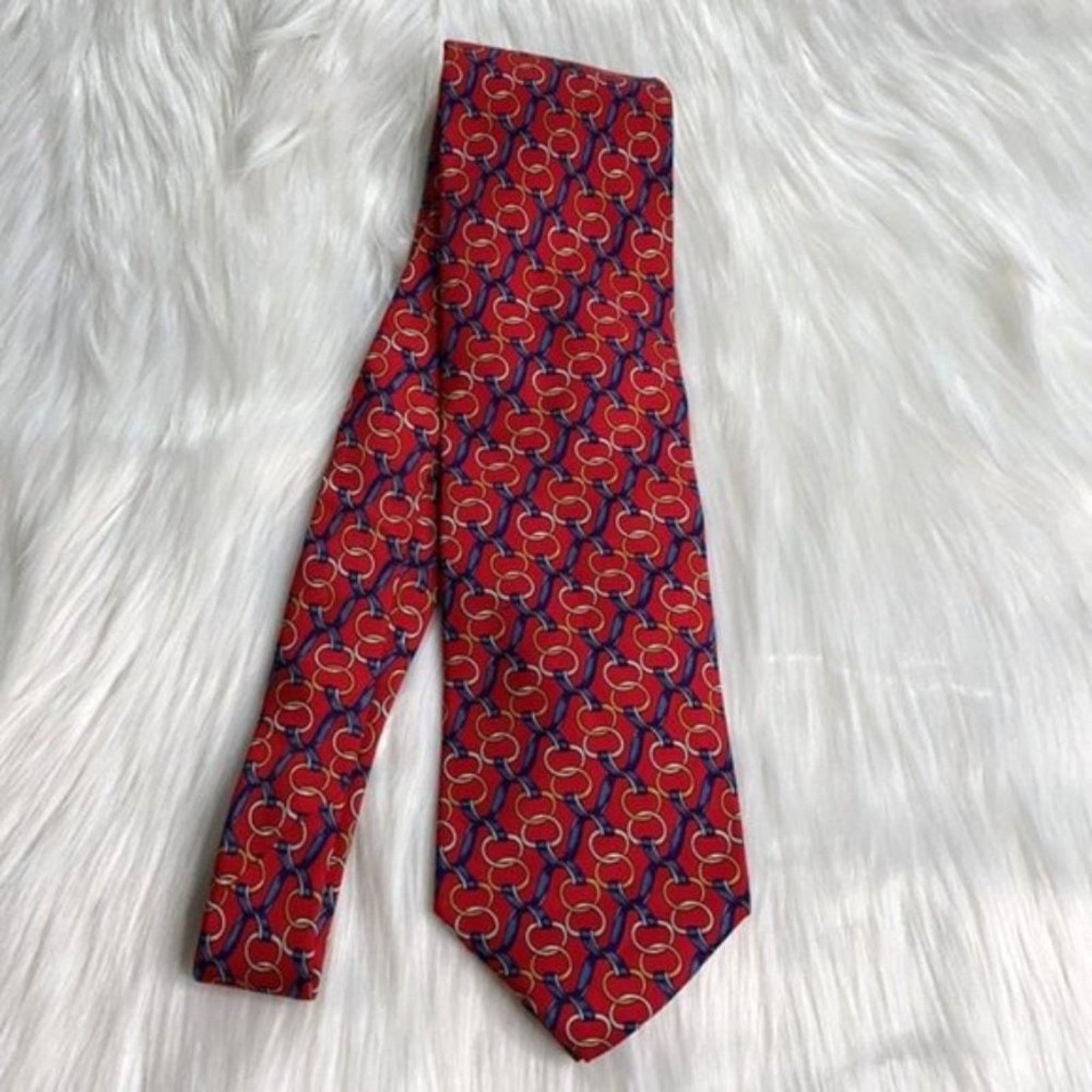 J.McLaughlin J. McLaughlin Red Horse Bit Silk Tie Size ONE SIZE - 5 Thumbnail