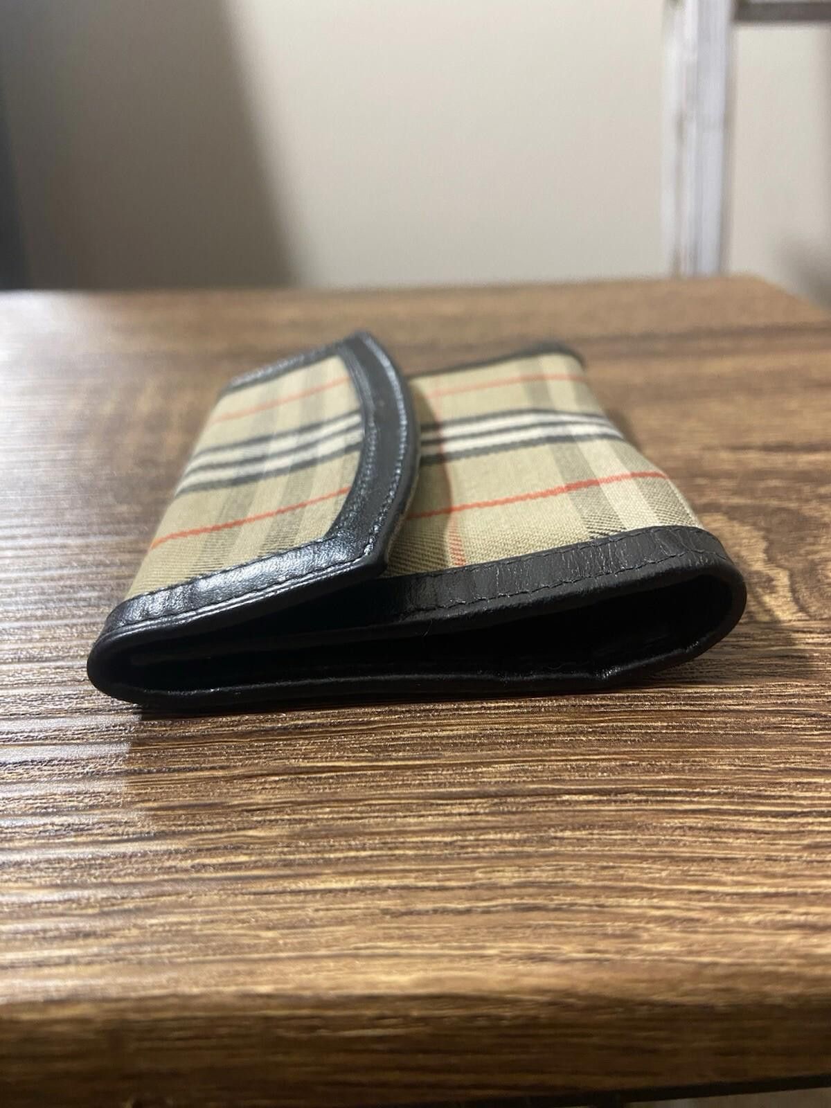 Burberry Vintage Burberrys Nova Check black leather trifold wallet Size ONE SIZE - 4 Thumbnail
