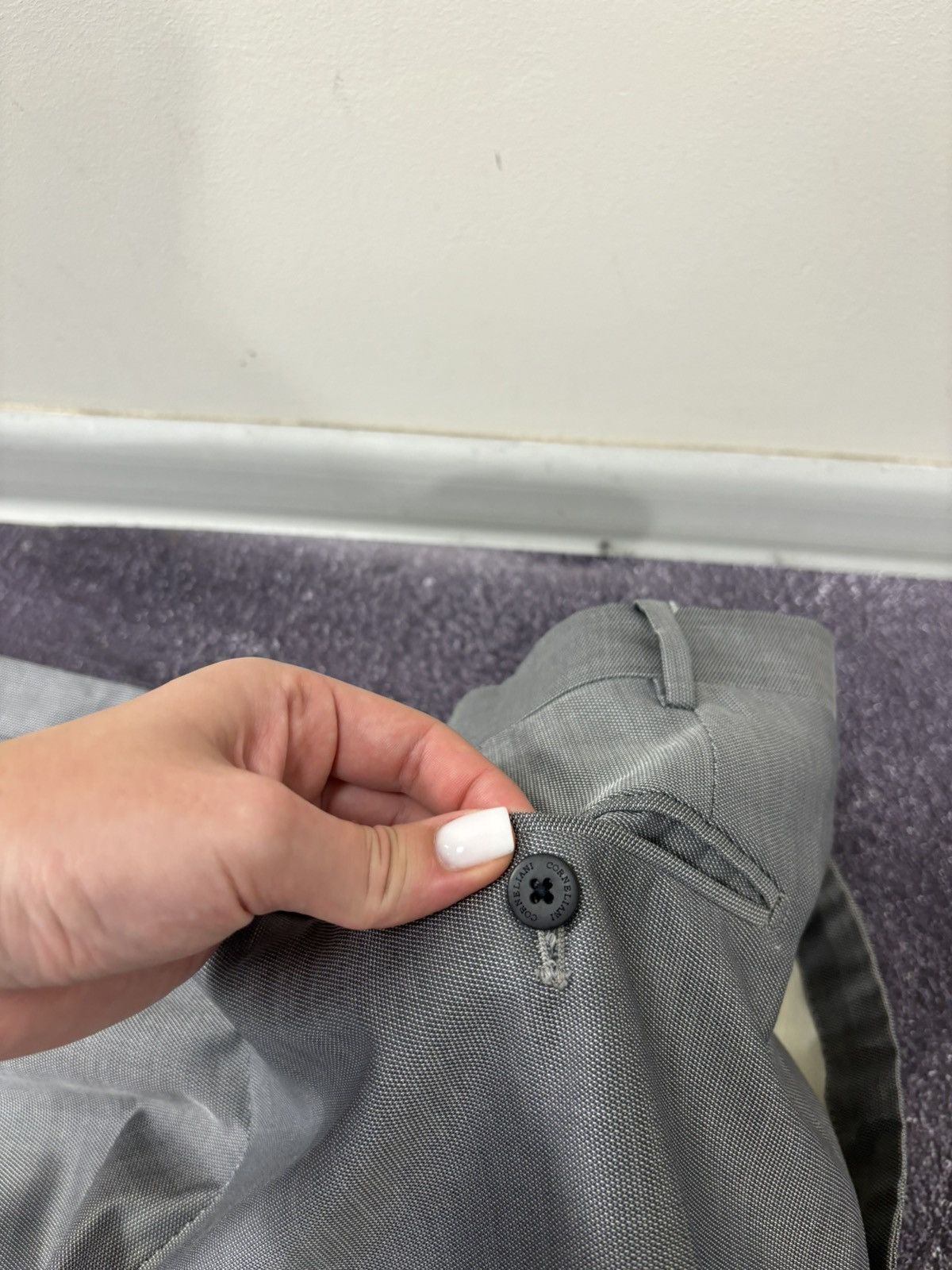 Corneliani Corneliani Men’s Birdseye Pattern Gray Wool Silk Dress Pants Size US 36 / EU 52 - 20 Thumbnail