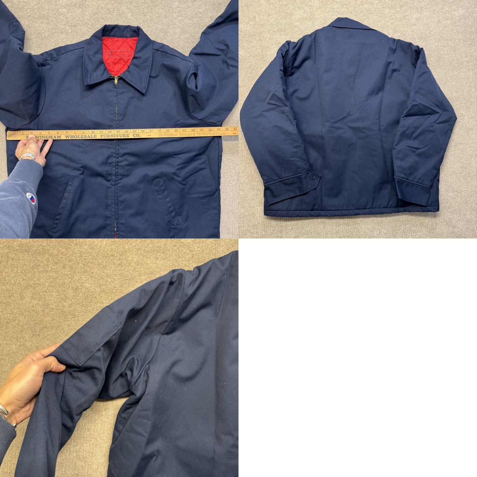 Vintage VINTAGE Uniform Work Jacket Bomber Jacket Mens XL Blue Full Zip Cotton Blend Canvas Quilt Lined 60s Size US XL / EU 56 / 4 - 8 Thumbnail
