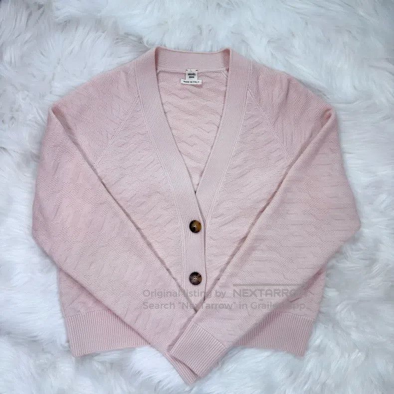 Hermes Hermes Light Pink Logo All-Over Print Cardigan Size XXS / US 00 / IT 34 - 1 Thumbnail