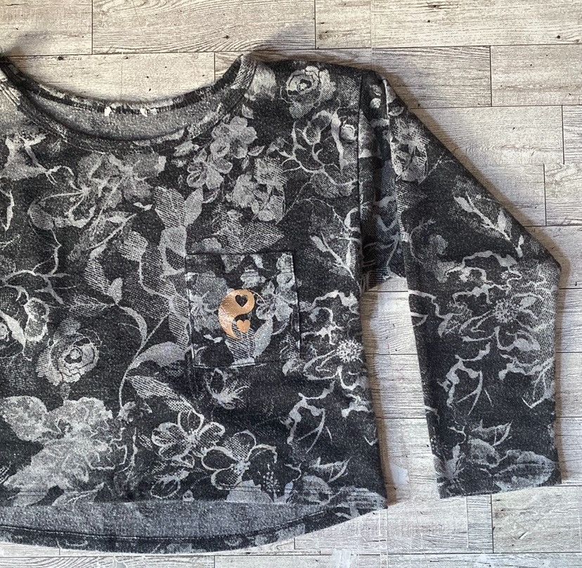 Vintage Y2K, Floral, Monochrome, Ying Yang, Cropped, Knit 3/4 Sleeve Size S / US 4 / IT 40 - 4 Thumbnail