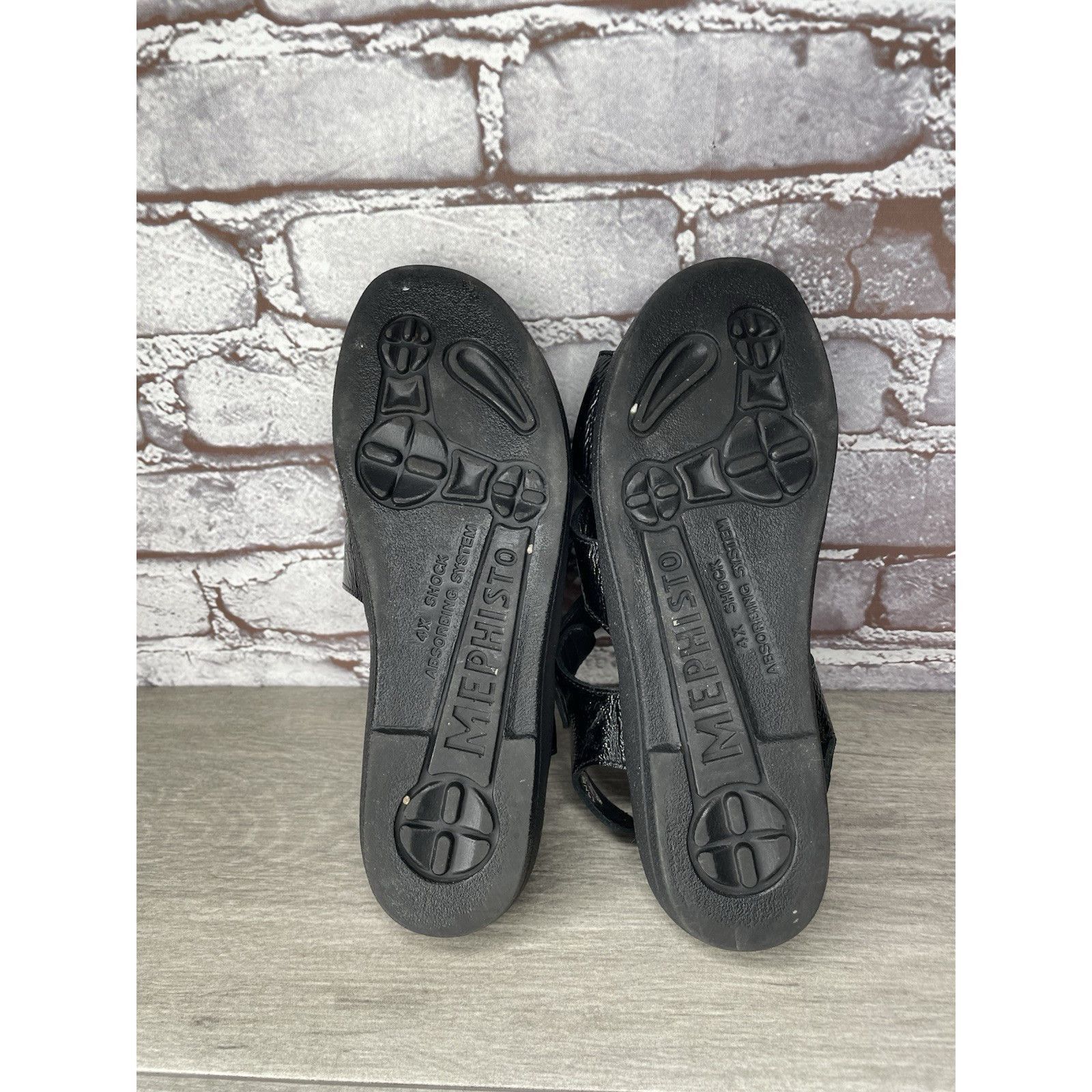 Mephisto Mephisto Black Patent Leather Strappy Low Wedge Sandals Wome Size US 10 / IT 40 - 17 Thumbnail