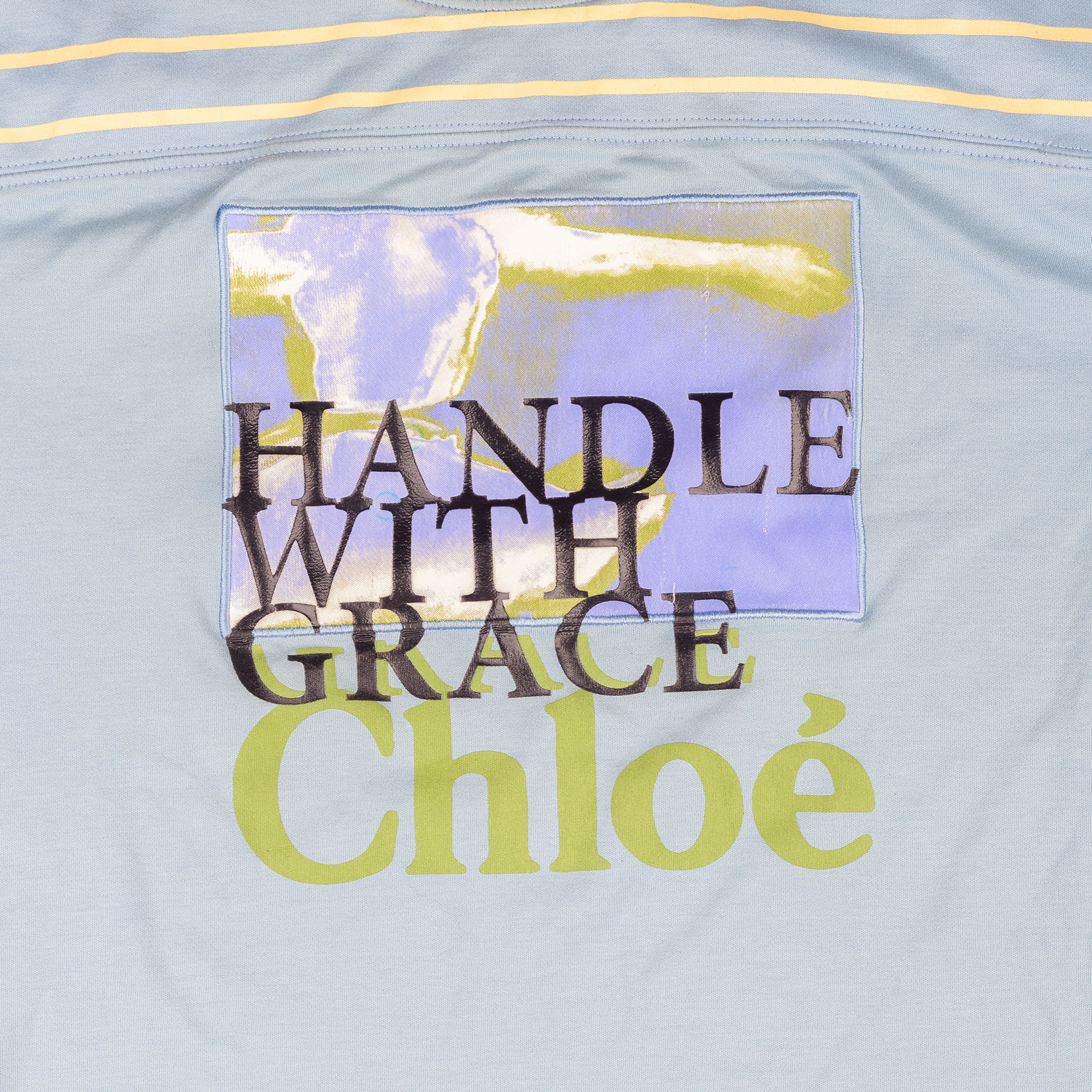 Chloe Chloé Shadow Blue Printed 'Handle with Grace' Sleeves Top Size XS / US 0-2 / IT 36-38 - 2 Thumbnail