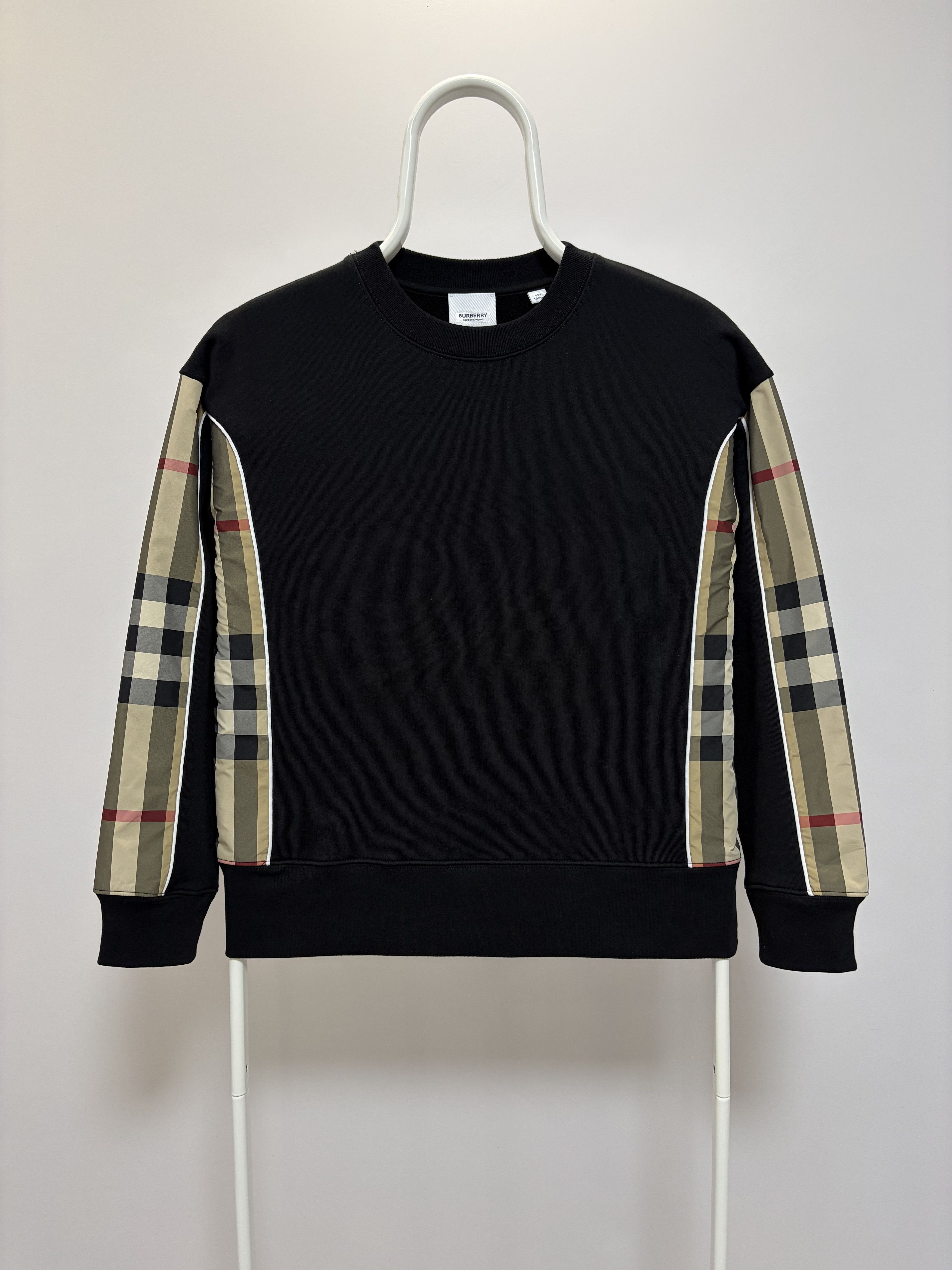 Burberry BURBERRY Sweatshirt Check Panel Cotton Nova Crewneck Black Size S / US 4 / IT 40 - 11 Thumbnail