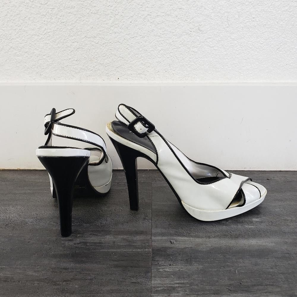 Designer White Black Detailed CR Heels Size US 6 / IT 36 - 3 Thumbnail