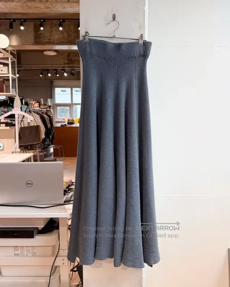 Jil Sander Jil Sander Blue Belted Wool Long Skirt Size 37" - 5 Thumbnail