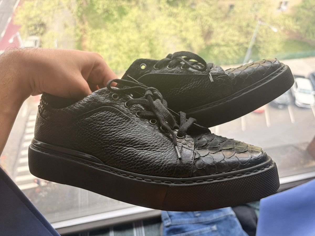 Stefano Ricci Stefano Ricci Python Toe Cap Pebbled Leather Low-Top Sneaker Size US 8 / EU 41 - 6 Thumbnail