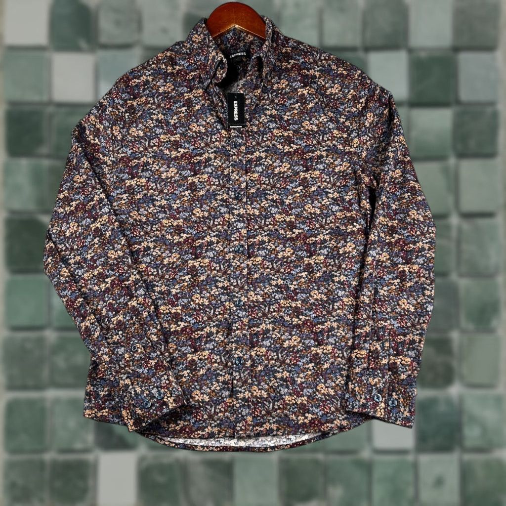 Express Express Shirt Mens Small Multicolor Floral Button-Up Long Sleeve NWT Size US S / EU 44-46 / 1 - 1 Thumbnail