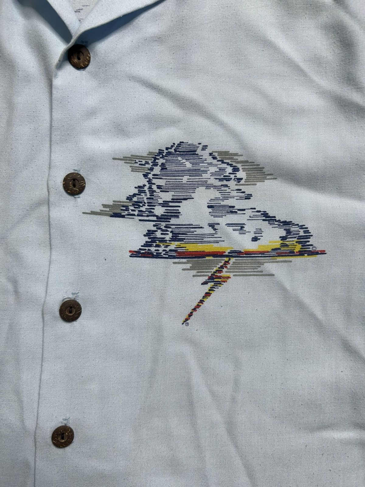 Vintage Vintage 70/80s Lightning Bolt Rayon Button Up Baby Blue Size US XL / EU 56 / 4 - 4 Thumbnail