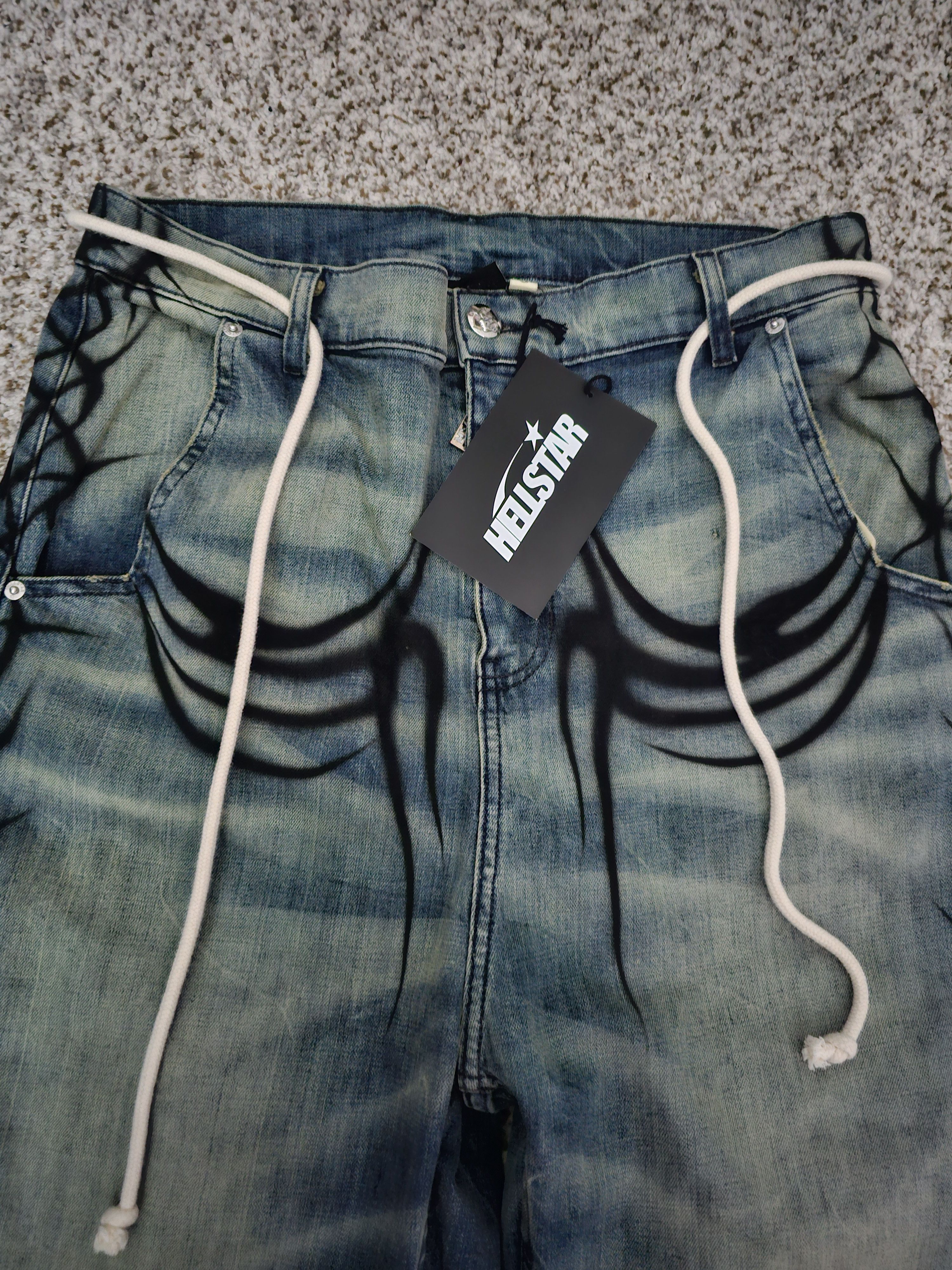 HELLSTAR Hellstar Raw Edge Air Brushed Jeans Size US 34 / EU 50 - 8 Thumbnail