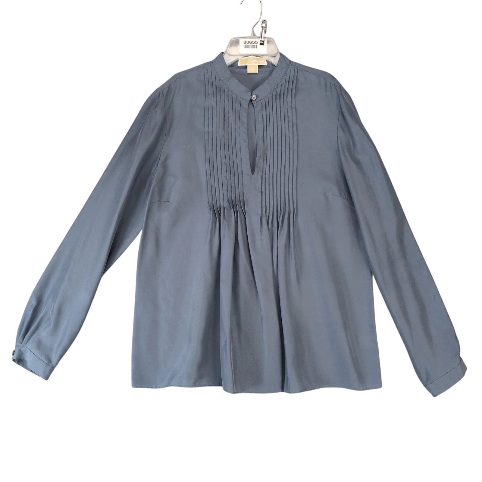 Michael Kors Michael Kors 100% Silk Gray Pleated Blouse Womens 12 Keyhole Size XL / US 12-14 / IT 48-50 - 1 Thumbnail
