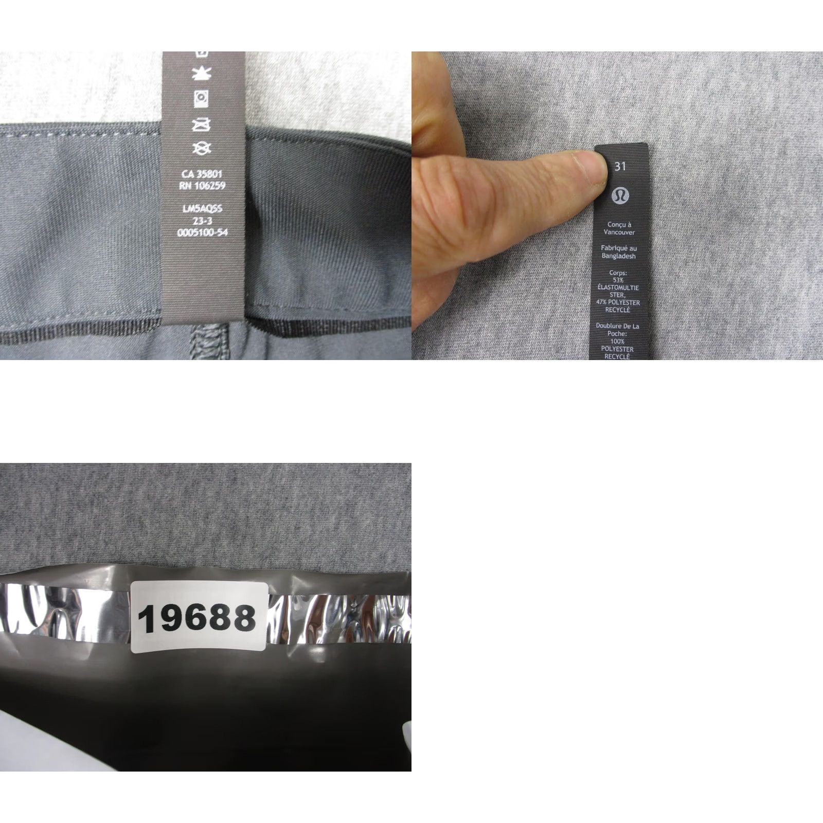 Lululemon Lululemon Pants Mens 31x32 Charcoal Gray Slim Tapered 5 Pocket Stretch Chino Size US 31 - 9 Thumbnail
