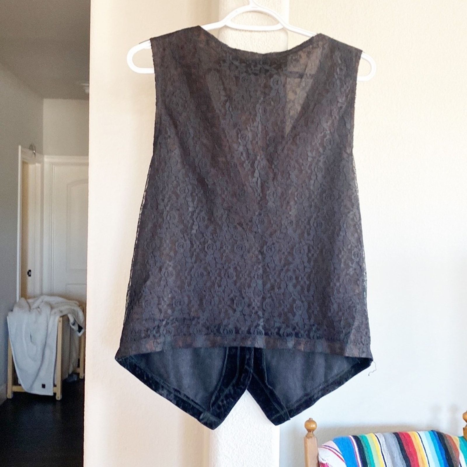 Vintage Vintage My Michelle 90s velvet lace back vest size M Size M / US 6-8 / IT 42-44 - 2 Thumbnail