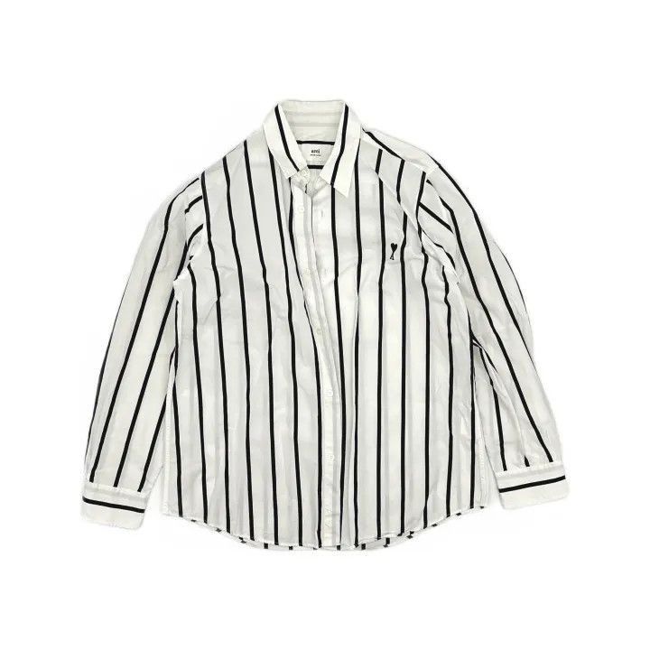 AMI AMIPARIS Striped Long Sleeve Logo Shirt for Men -2507 Size US M / EU 48-50 / 2 - 2 Thumbnail