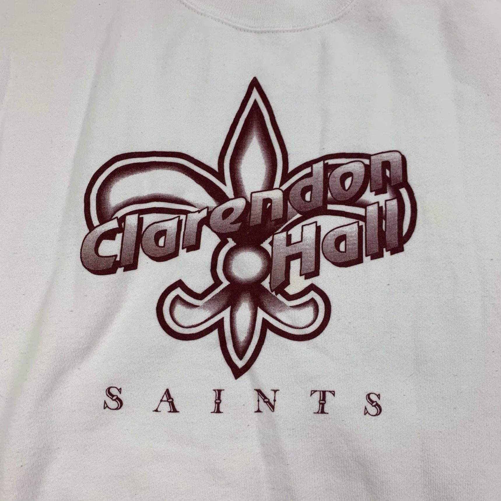 Hanes VINTAGE Hanes Clarendon Hall Saints Sweatshirt Adult XL White Crewneck Pullover School 80s 90s Mens Size US XL / EU 56 / 4 - 2 Thumbnail