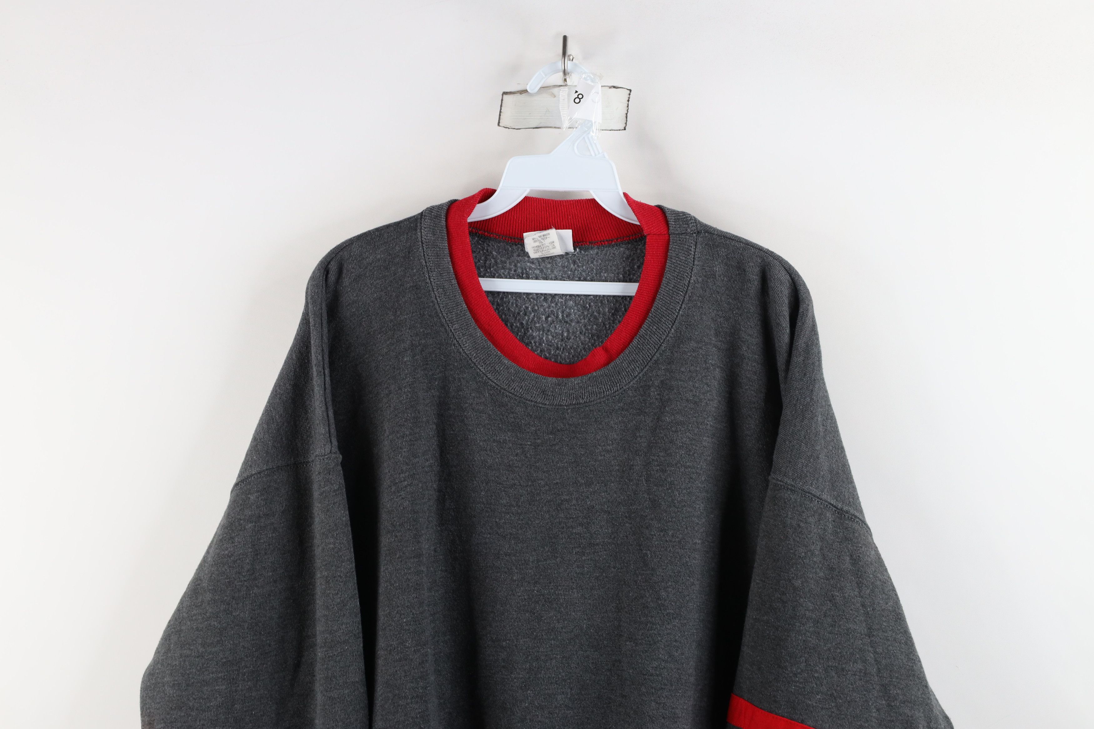 Vintage Vintage 90s Streetwear Striped Crewneck Sweatshirt Gray USA Size US XL / EU 56 / 4 - 2 Thumbnail