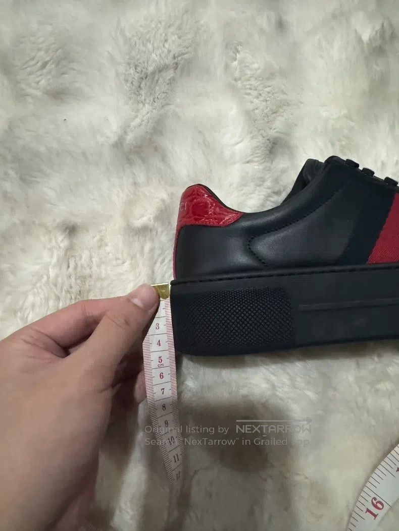 Gucci Guicci Thick Sole Black Red Casual Shoes Size US 4.5 / IT 34.5 - 8 Thumbnail