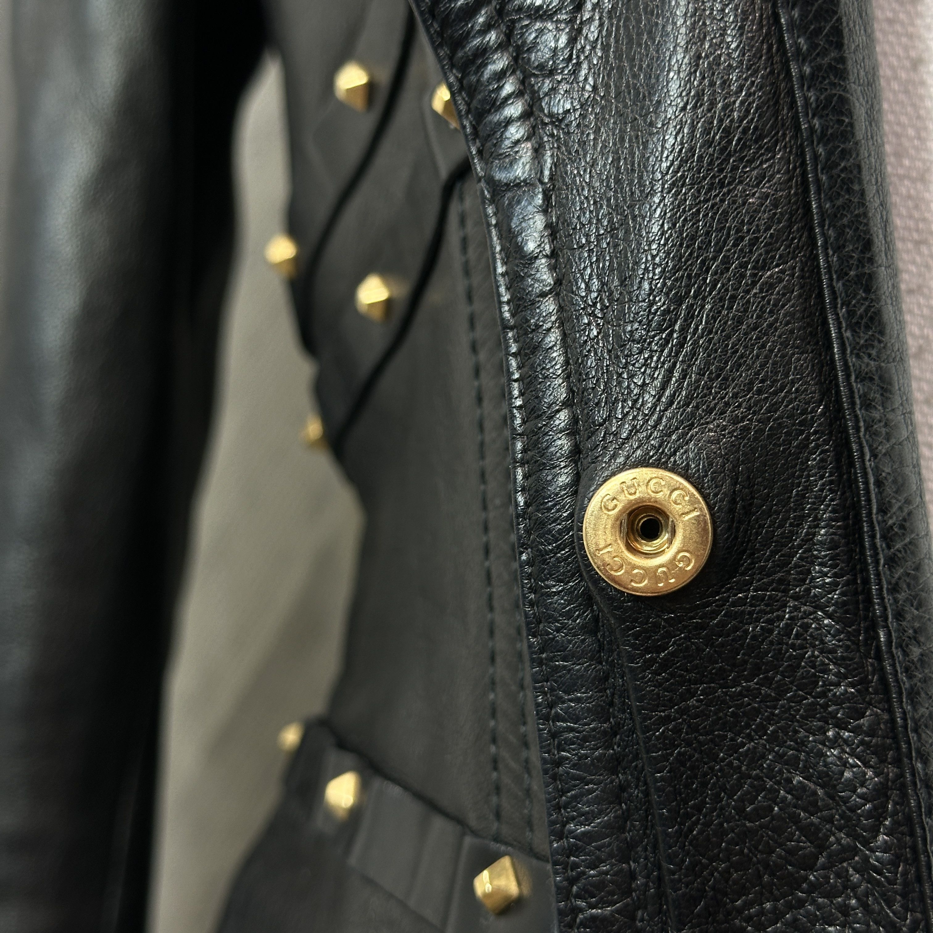 Gucci Vintage Leather Biker Grunge Moto Gucci Studded Jacket Y2K Size S / US 4 / IT 40 - 9 Thumbnail