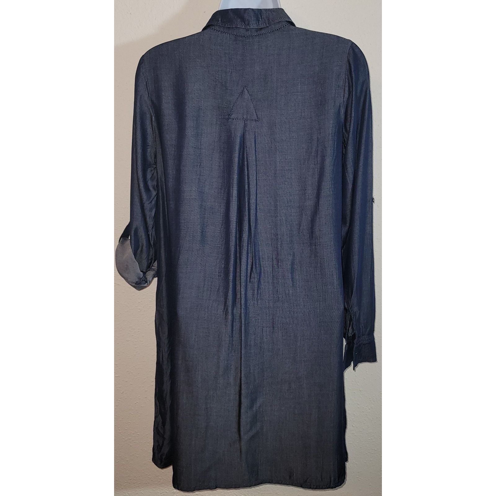 Other Haute Monde Blue Chambray Shirt Mini Dress S Hidden Pockets Size S / US 4 / IT 40 - 2 Thumbnail