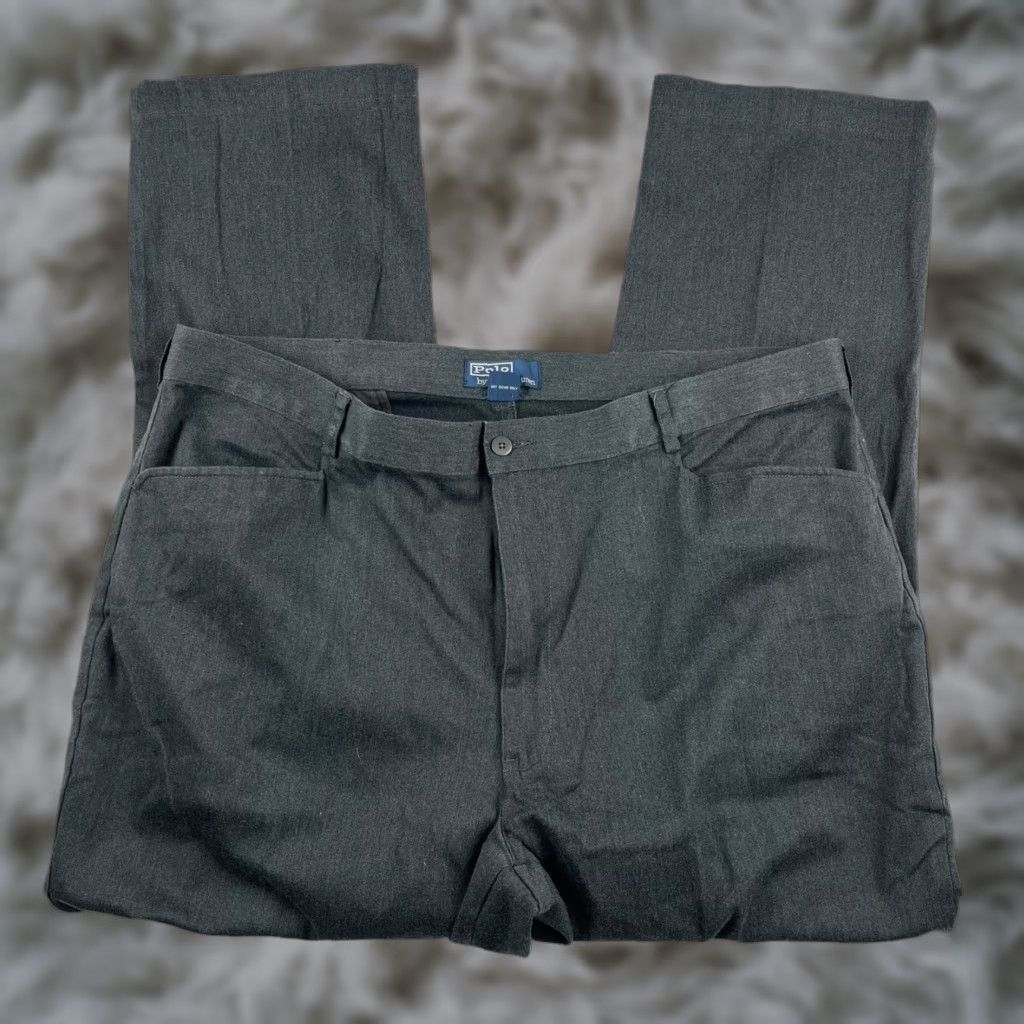 Polo Ralph Lauren VINTAGE Polo Ralph Lauren Men’s Pants Gray 42x29 Cotton Blend Stretch Flat Front Dress Pants Size US XL / EU 56 / 4 - 1 Thumbnail
