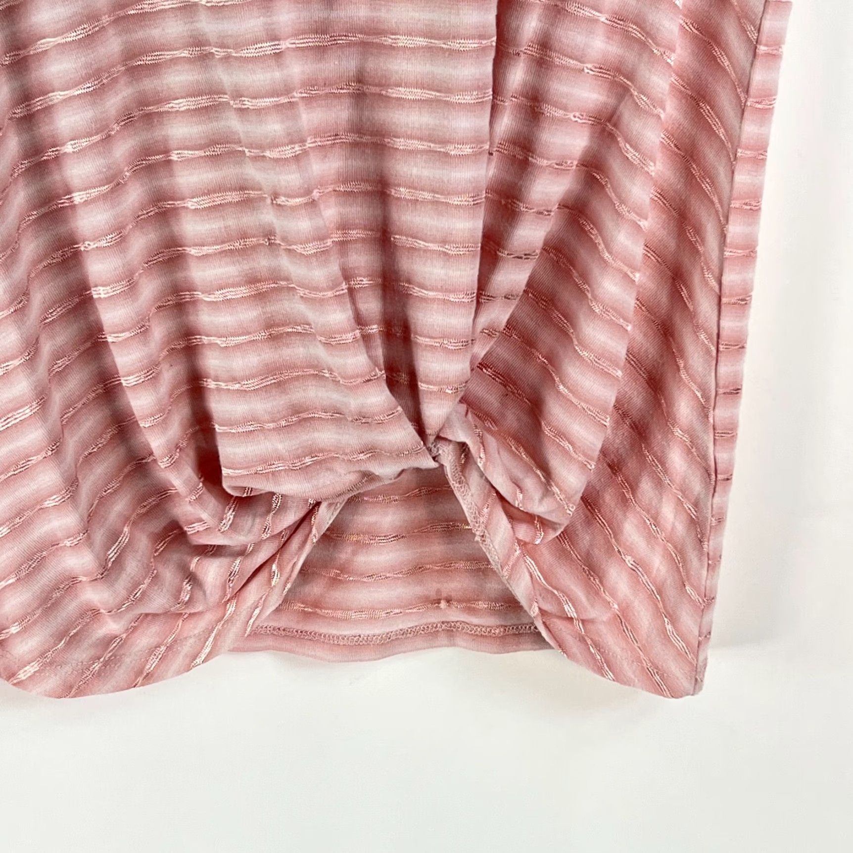 Vintage Candies Pink Striped Knotted Short Sleeves Stretch Blouse Top M Womens Shirt Knit Casual Pattern Striped Short Sleeve 24in Size M / US 6-8 / IT 42-44 - 3 Thumbnail