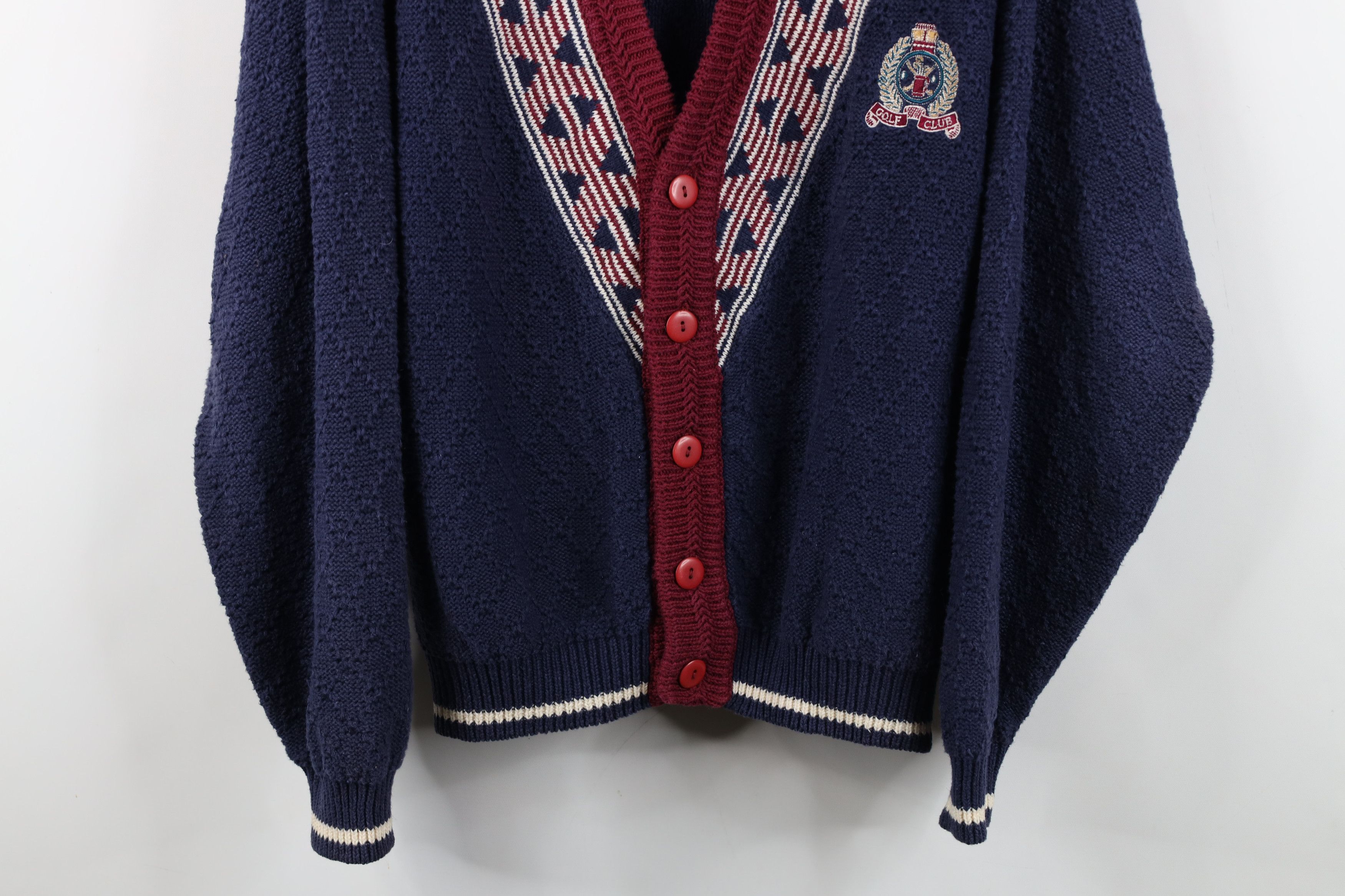 Vintage Vintage 90s Streetwear Club Diamond Knit Cardigan Sweater Size US M / EU 48-50 / 2 - 3 Thumbnail