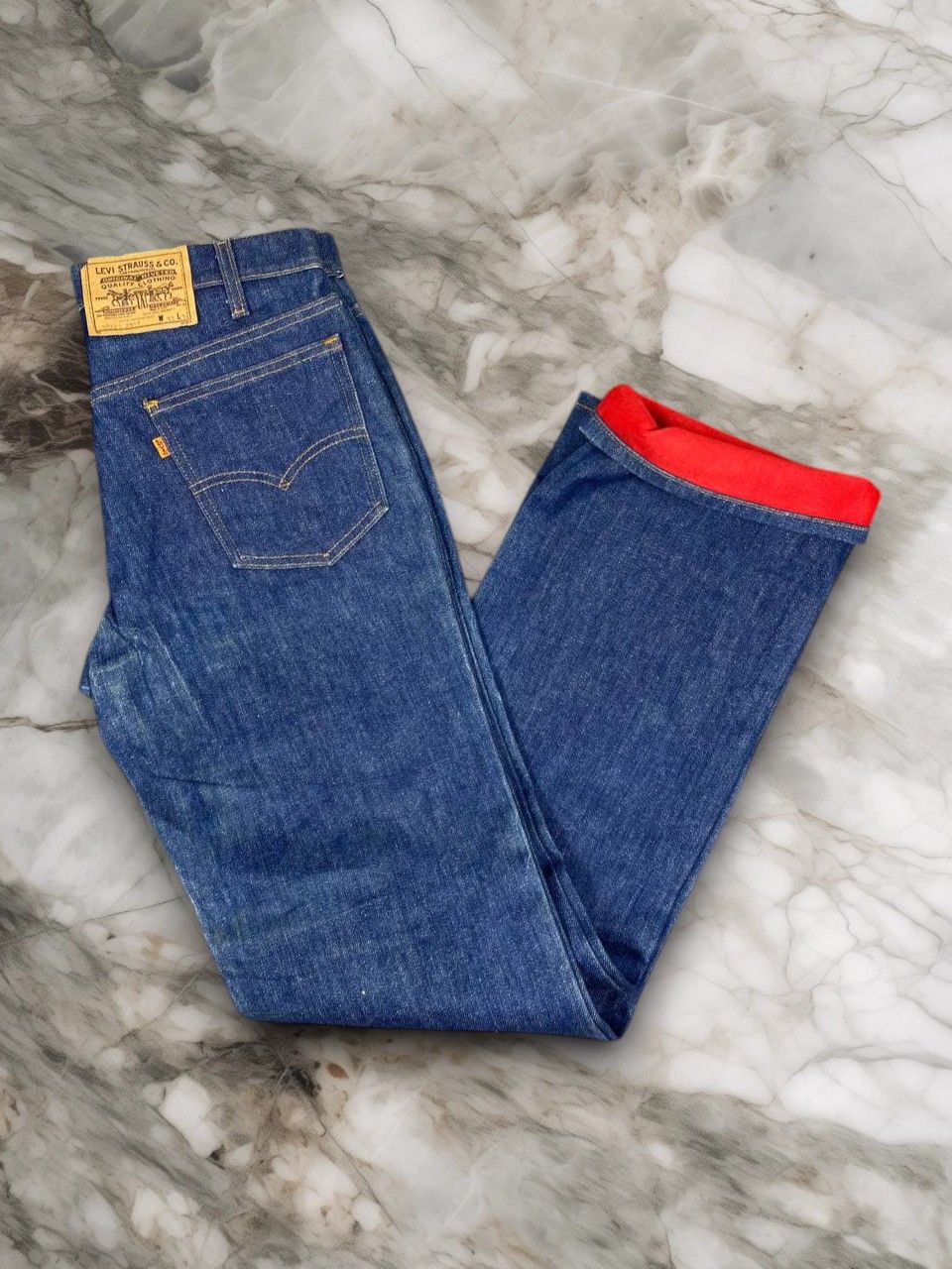 Levi's vintage levis 517 orange tab bootcut denim red velvet lining Size US 34 / EU 50 - 1 Thumbnail