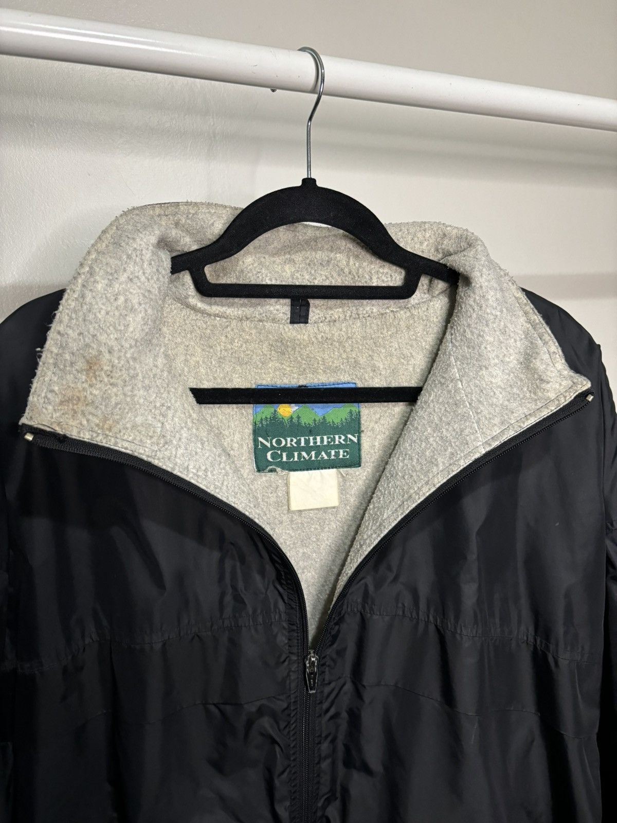 Vintage Vintage 1990s Black Oversize Boxy Nylon Fleece Line Jacket Size US XL / EU 56 / 4 - 6 Thumbnail