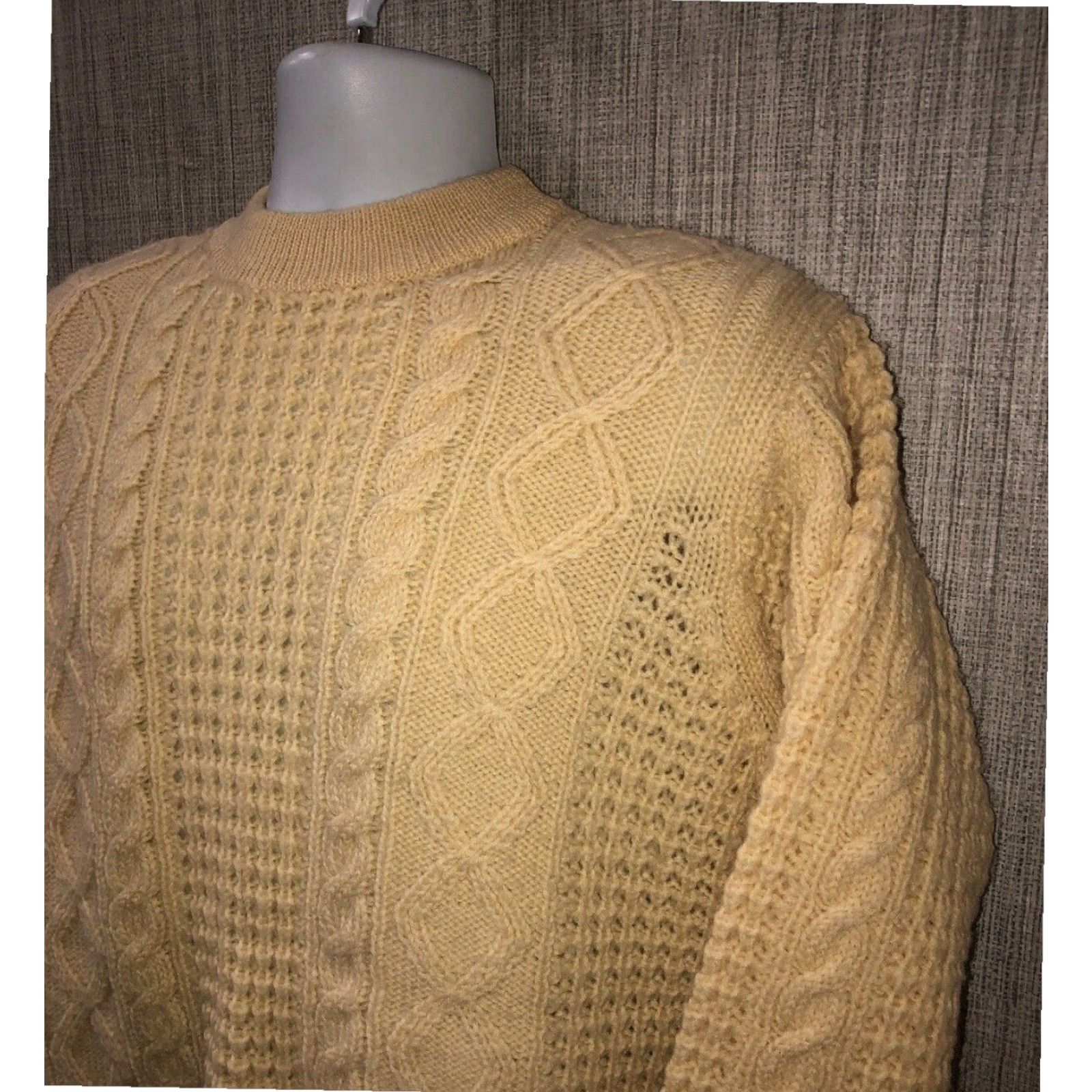 Vintage VINTAGE Panda Crewneck Cable Knit Sweater Mens Beige XL 100% Wool Size US XL / EU 56 / 4 - 2 Thumbnail