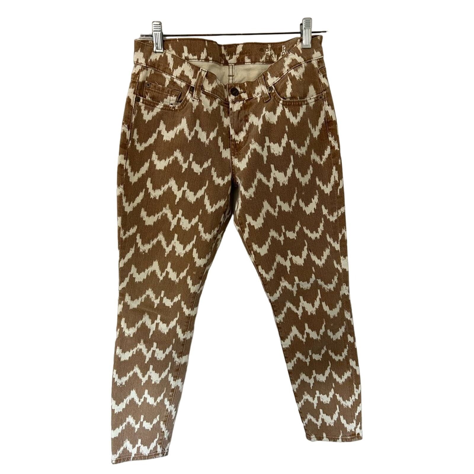 7 For All Mankind 7 For Mankind Womens Cropped Skinny Jeans Brown Ikat 26 Size 26" / US 2 / IT 38 - 1 Thumbnail