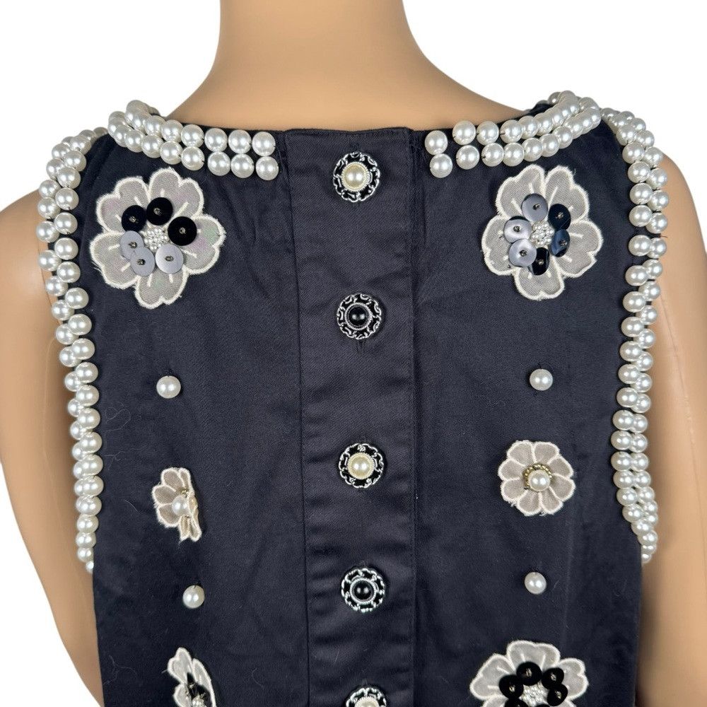 Anthropologie NWT New $158 Maeve 3D Flower Pearl Black Top Size XL Size XL / US 12-14 / IT 48-50 - 4 Thumbnail