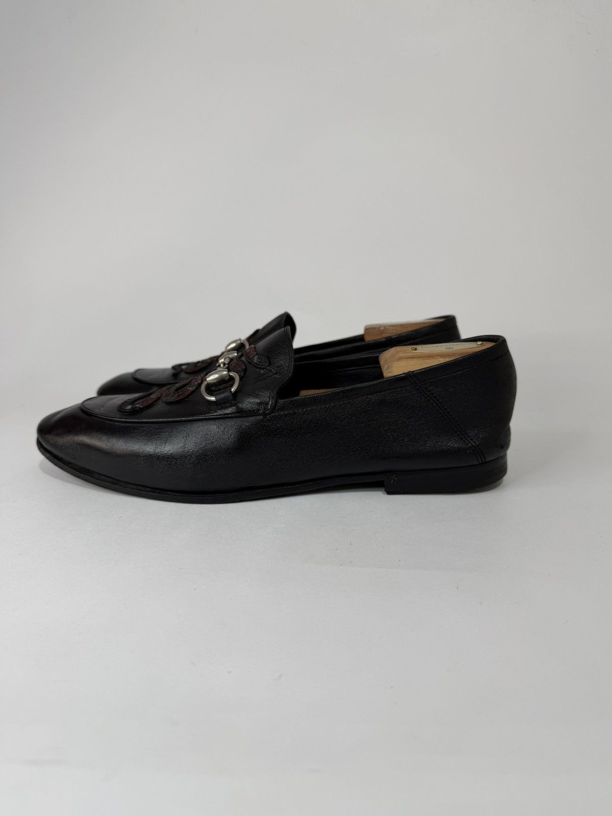 Gucci Gucci Black Leather Embroidered Brixton Horsebit Loafers Size US 9 / EU 42 - 4 Thumbnail