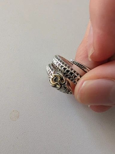 Vintage Resizable 925 Sterling Silver Unique Horned Snake Ring Size ONE SIZE - 5 Thumbnail