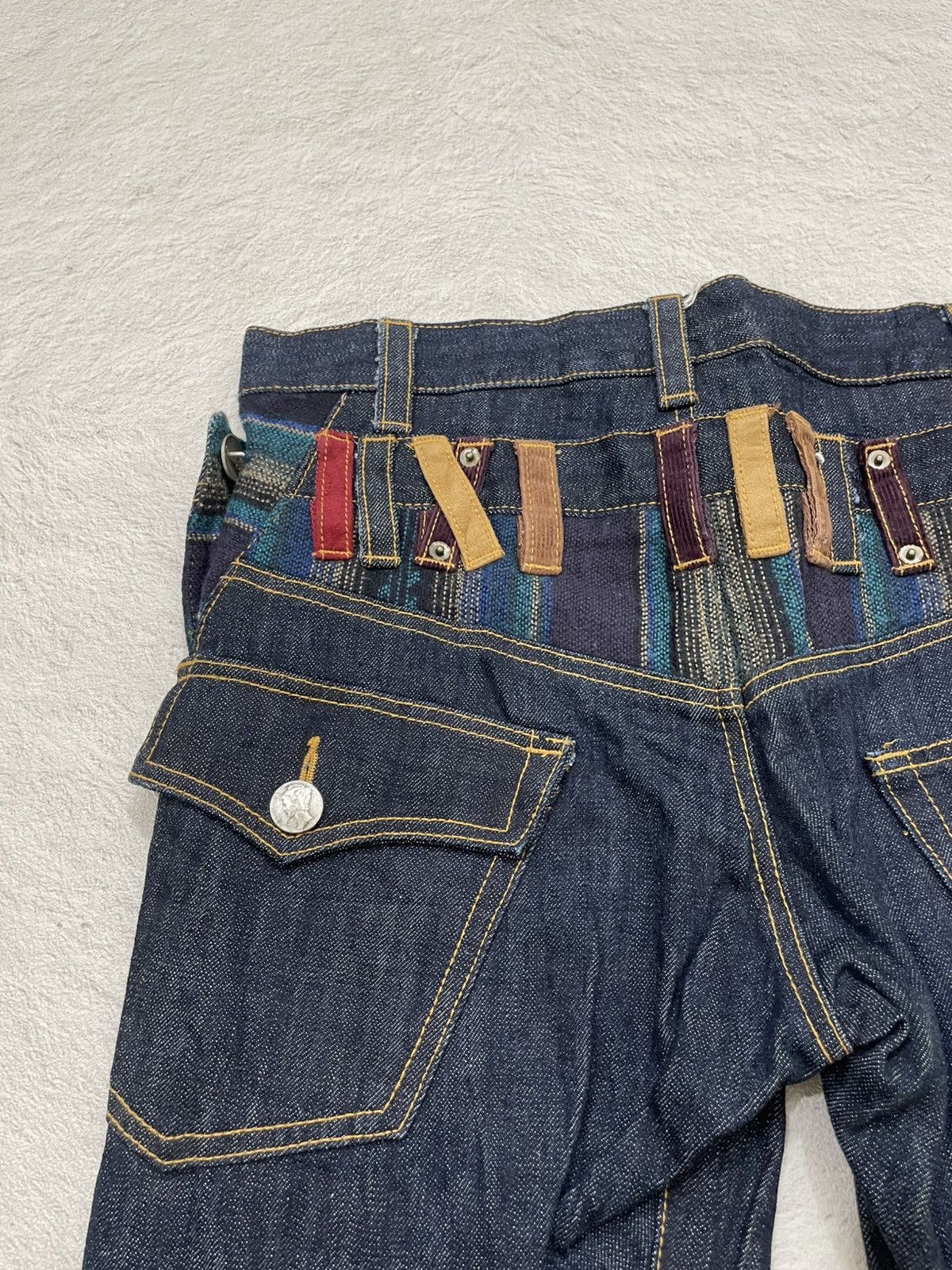 Japanese Brand 00s Double Waist BRTH Raw Denim Y2K Japan Style Size US 34 / EU 50 - 7 Thumbnail