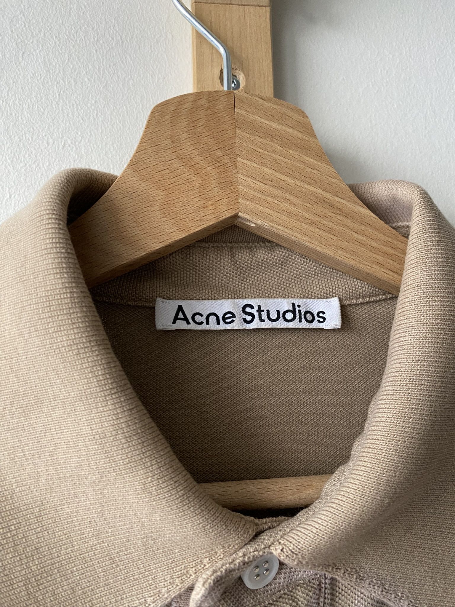 Acne Studios $300 - Cotton Polo Shirt - Washed Beige Size US S / EU 44-46 / 1 - 14 Thumbnail