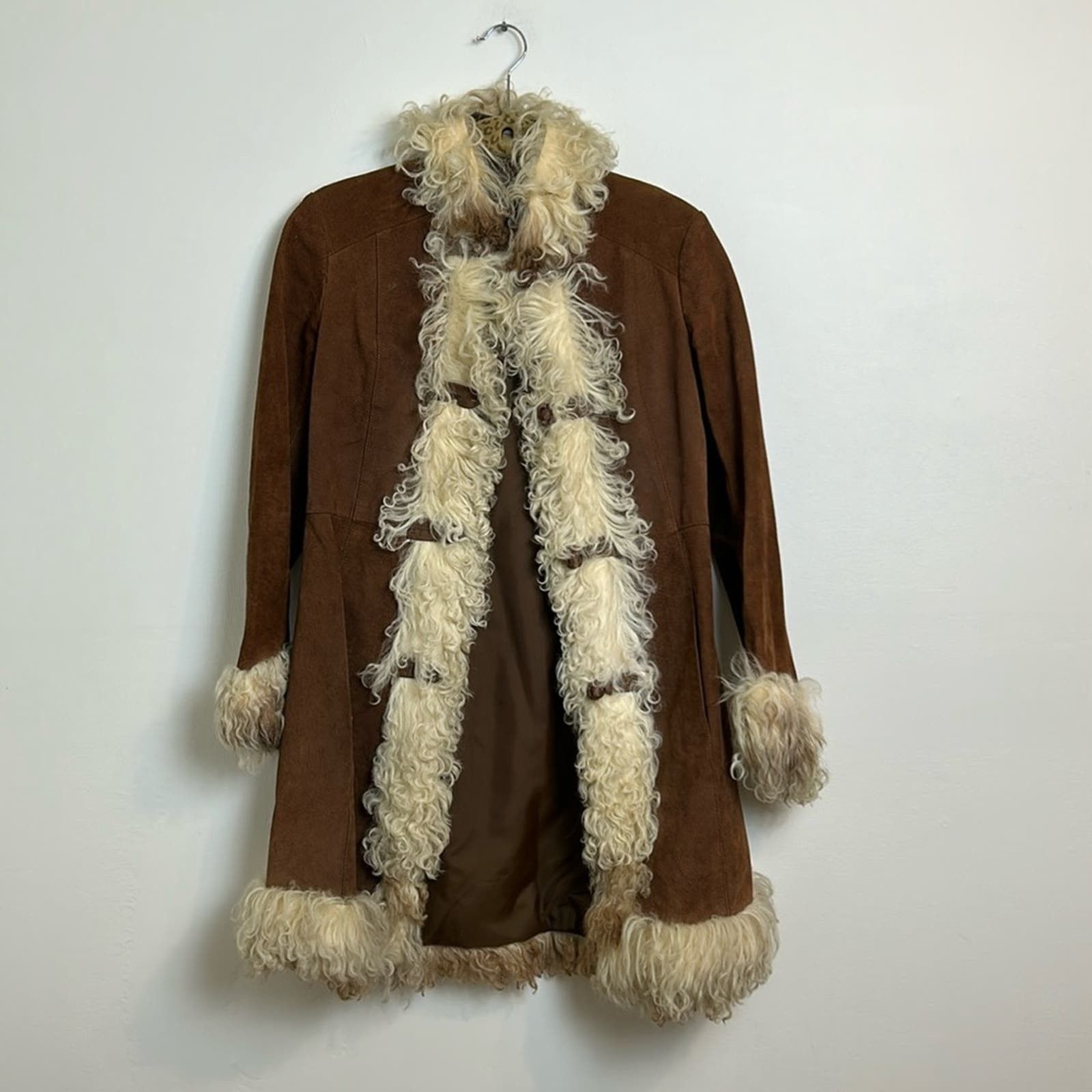 image of Vintage 60S/70S Penny Lane Afghan Leather Coat in Brown, Women's (Size XS)